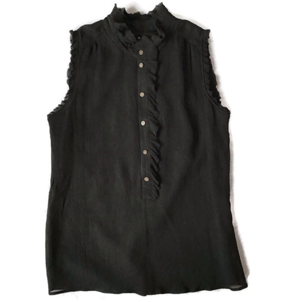 NWT J.CREW ‘Natasha Silk Ruffle Sleeveless Blouse’ 100% Silk Top Size 8